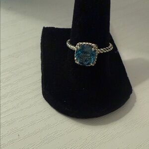 Elegant Silver Blue Gemstone Ring